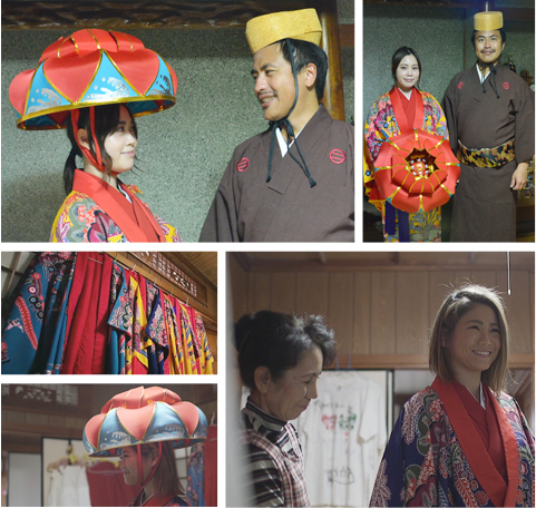 琉球衣装体験の様子